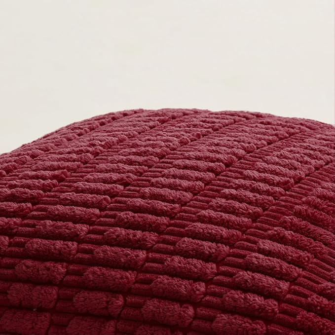 Fancy Homi 4 Packs Burgundy Decorative Throw Pillow Covers 26x26 Inch for Living Room Couch Bed, Holiday Christmas Home Decor Gift, Soft Plush Corduroy Cute Square Accent Cushion Case 66x66 cm