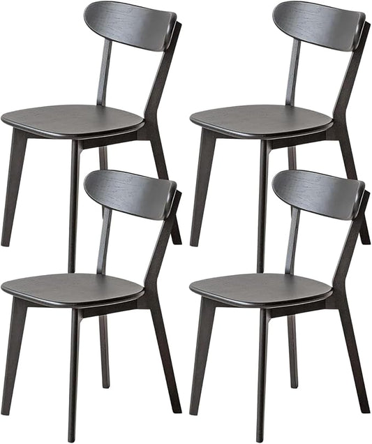 100% Solid Oak Wood Dining Room Chairs - Practical Kitchen Chairs - Wood Chair for Dining Room, Kitchen (4, Black)