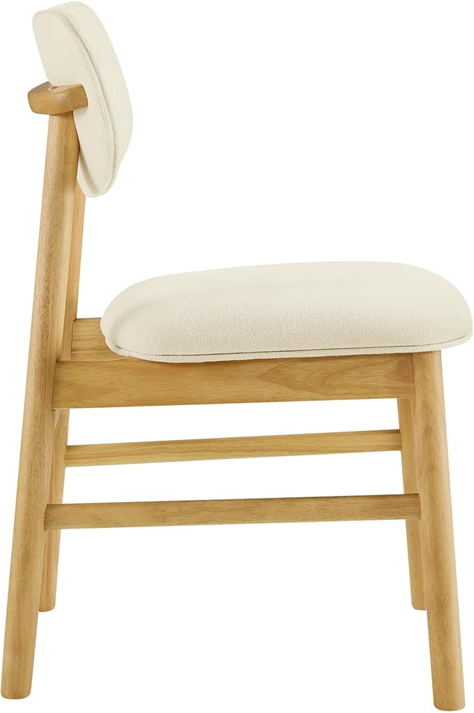 CHITA Upholstered Dining Chairs Set of 2, Mid Century Modern Kitchen & Dining Room Chairs, Solid Wood Frame in Oak, Chenille Fabric in Cream (White)