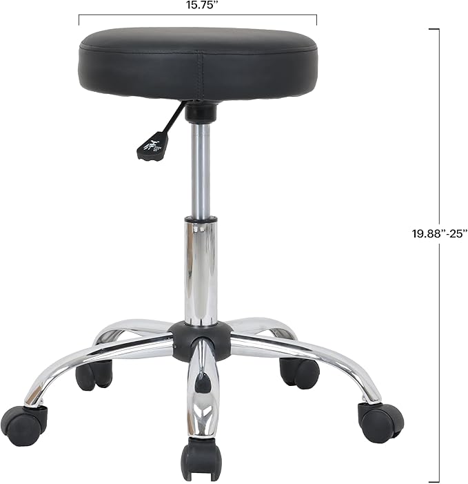 Amazon Basics Drafting Spa Bar Stool with Wheels, Height Adjustable Swivel, Black, 22.05" D x 22.83" W x 19.88" H