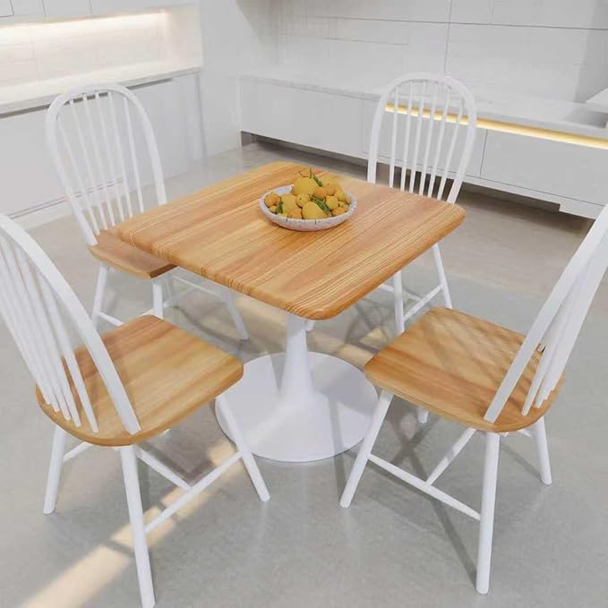 23.6" Square Small Dining Table for 2, Tulip Bistro Table with White Metal Pedestal Base, Modern Mid-Century Compact Kitchen Dining Piece for Home, Café, Restaurant, or Office