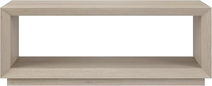 Henn&Hart 48" Rectangular Coffee Table with Open Storage Shelf for Living Room, Family Room, or Office, Alder White