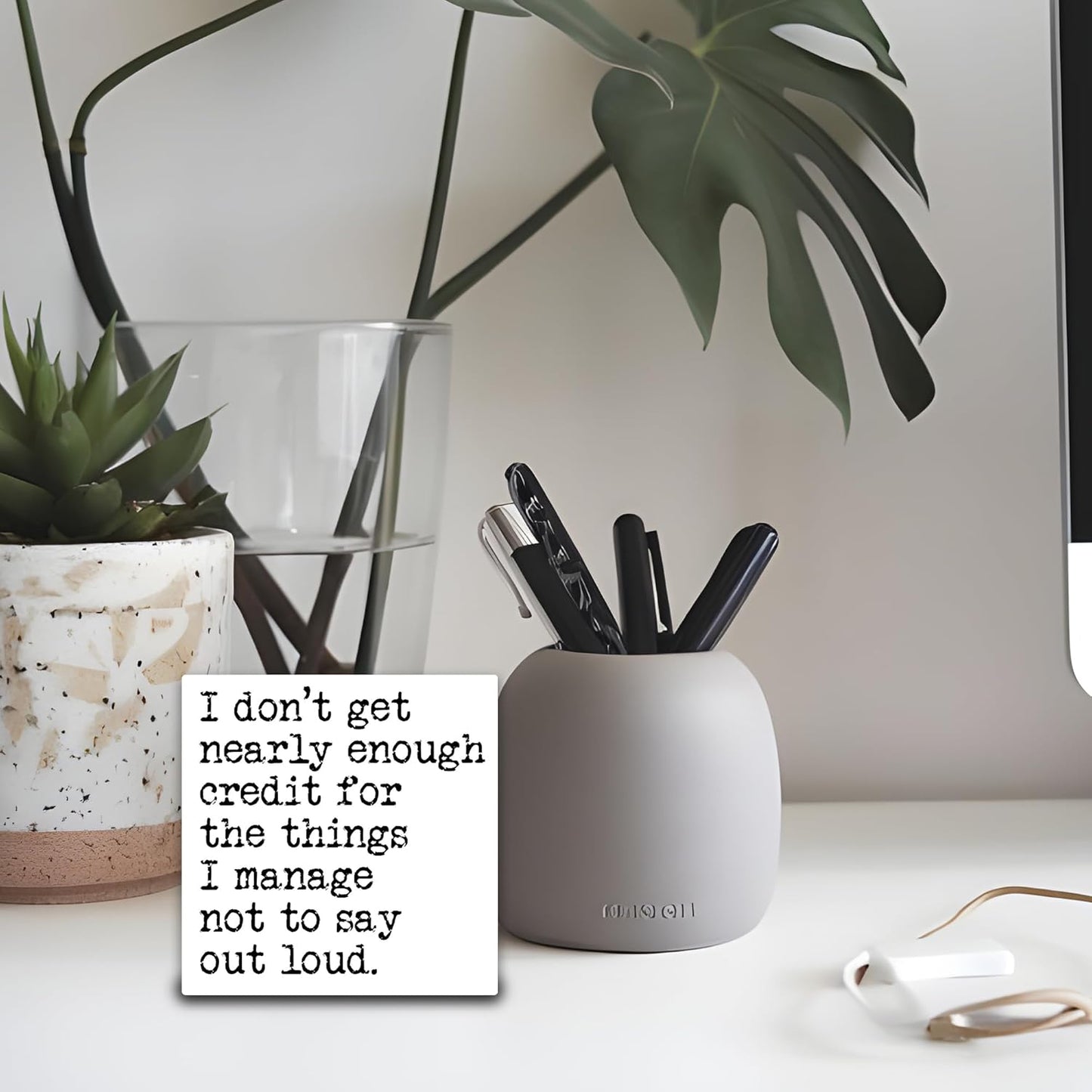I Don't Get Nearly Enough Credit For The Things I Manage Not To Say Out Loud Wooden Block Plaque - White Tabletop Sign Decor - 5"x5" Office Home Wood Block - Funny Desk Favors & Supplies - A19