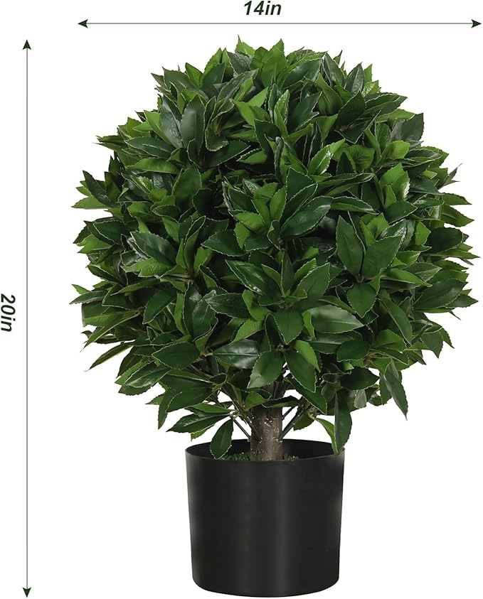 20" Outdoor Evergreens in Outdoor Artificial Shrub Potted Plant Plant for Indoor Porch of Home and Office 2 Pieces a Set Topiary Trees Faux Boxwood
