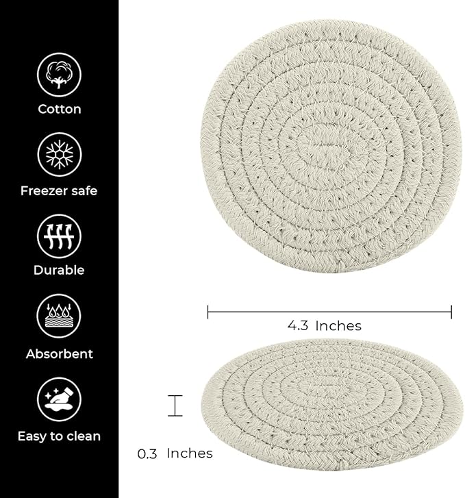 Cute Coaster Set of 6 Pcs, Super Absorbent Drink Coaster for Desk and Worktop Protection (Mix Grey, 4.3 Inches)