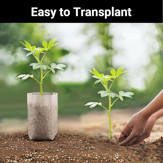 Non-Woven Nursery Bags, 200PCS 5x6 inch Fabric Planter for Plants Tree Seedling, Seed Starting Soil Transplant Pouches, Plant Grow Bags for Cutting Clones Home Garden Supply