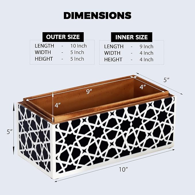 Handicrafts Home Handmade Zellij Collection Decorative Jewelry Box Organizer – Keepsakes, Trinkets, and Home Decor – Antique Coffee Table Storage, Wedding Memory Box, Farmhouse Style Decor, 10x5x5