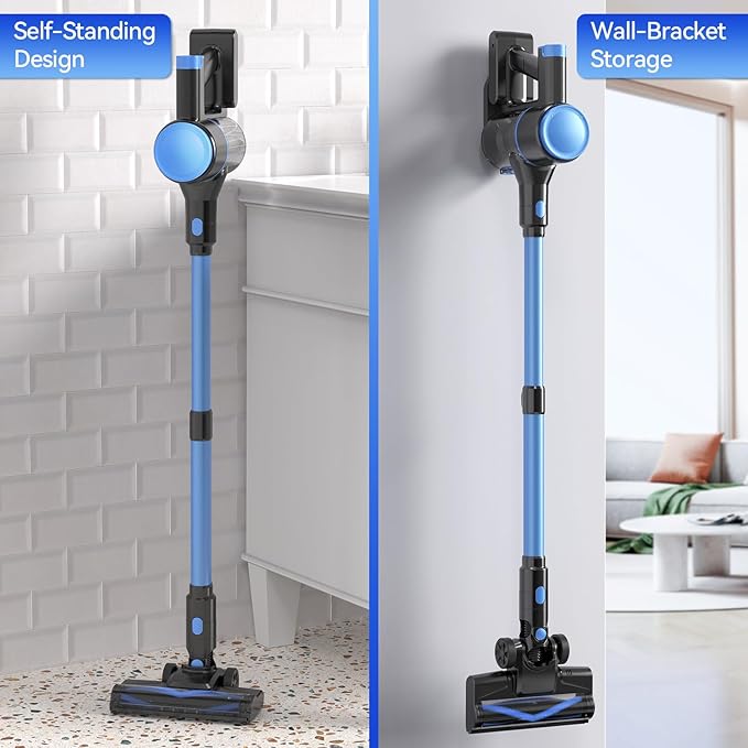 N8 Cordless Vacuum Cleaner, Lightweight Stick Vacuum with Powerful Suction, 2200mAh Battery, 40 Mins Runtime, Self-Standing, Rechargeable Vacuum Cleaners for Home Hardwood Floor Carpet Pet Hair