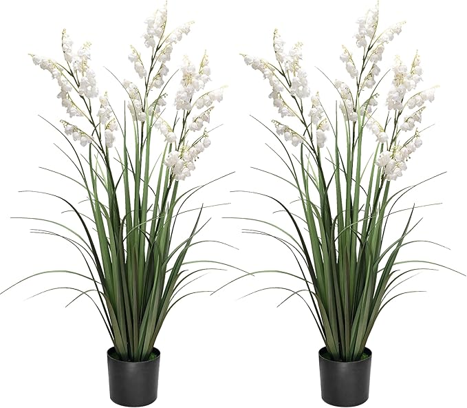 Fake Plants Home Decor Fake Flowers Artificial Plants Outdoor Tall Grass Plant Artificial Pampas Grass Decor Artificial Plants Indoor Fake Grass Living Room Decor Artificial Grass 36“2PCS White