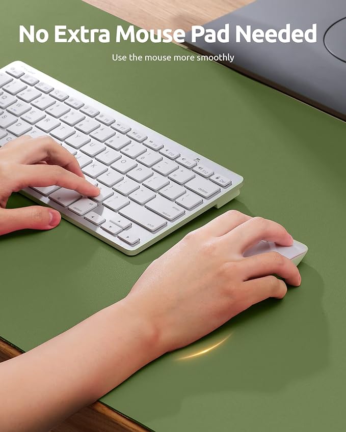 YSAGi Leather Desk Protector, Office Mat, Large Mouse Mat, Non-Slip PU Leather Blotter, Laptop Desk Pad, Waterproof Writing Pad for Office and Home (Green, 23.6" x 13.8")