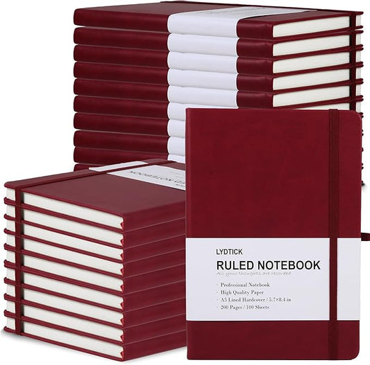 20 Pack Journals for Writing College Ruled Notebooks Journal in Bulk, Hardcover Notebooks (200Pages) for Note Talking, Lined Bullet Journals for Home School Office, 5.7"x8.4", Red