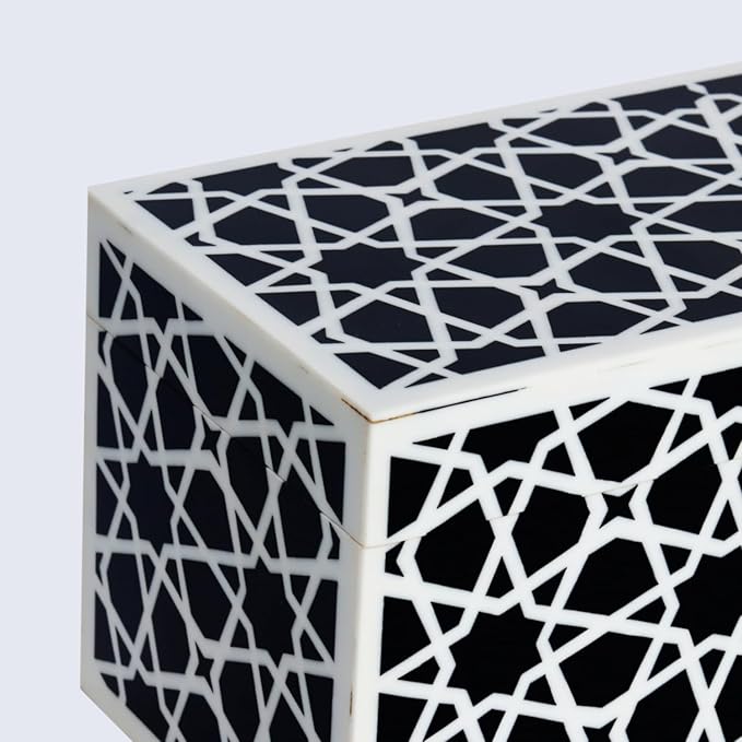 Handicrafts Home Handmade Zellij Collection Decorative Jewelry Box Organizer – Keepsakes, Trinkets, and Home Decor – Antique Coffee Table Storage, Wedding Memory Box, Farmhouse Style Decor, 10x5x5