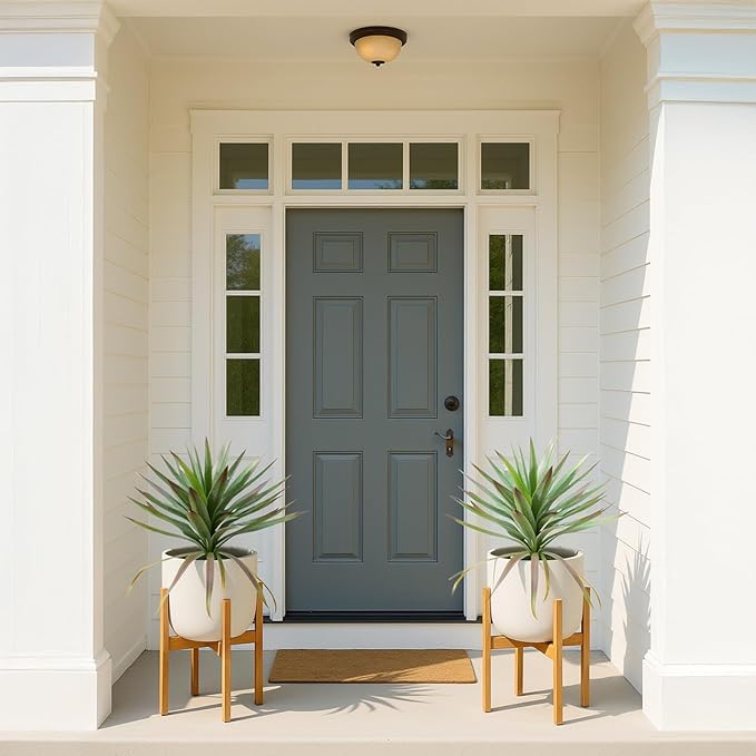 20" Tall Artificial Agave Plant with Ground Stakes Realistic Faux Agave for Indoor/Outdoor Home Decor (2 in 1)