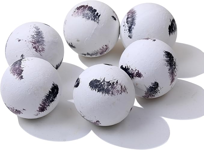 Set of 6 Decorative Balls for Dining Table Centerpiece Decor - Decorative Orbs for Centerpiece Bowls - Feather Pattern - 2.6in Coffee Table Decor Ball