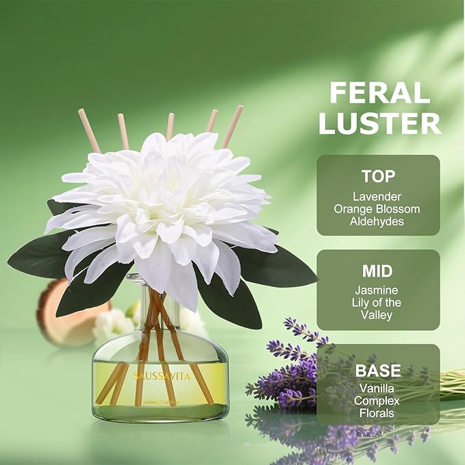 Reed Diffusers Set unfettered Dew Scent, Bathroom Floral Scent Diffuser, Reed Diffuser for 120 Days, Bathroom Diffuser with 7 Sticks, Office Desk Accessories, Bedroom Decor