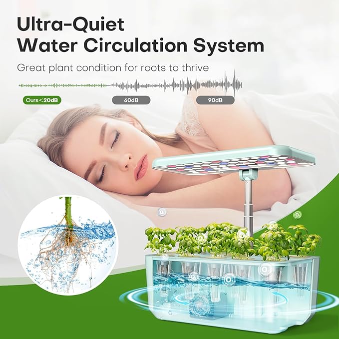 Ahopegarden Indoor Garden Hydroponics Growing System: 10 Pods Plant Germination Kit Herb Vegetable Growth Lamp Countertop with LED Grow Light - Hydrophonic Planter Grower Harvest Lettuce