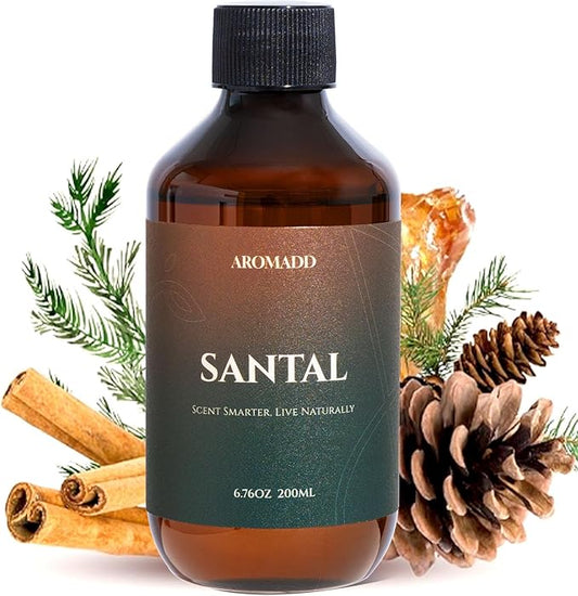 Hotel Scents Diffuser Oil Santal, Luxury Essential Oils for Waterless Diffuser, Aromatherapy Hotel Diffuser Oil for Home & Office, Long-Lasting - 6.76 fl oz (200 mL)