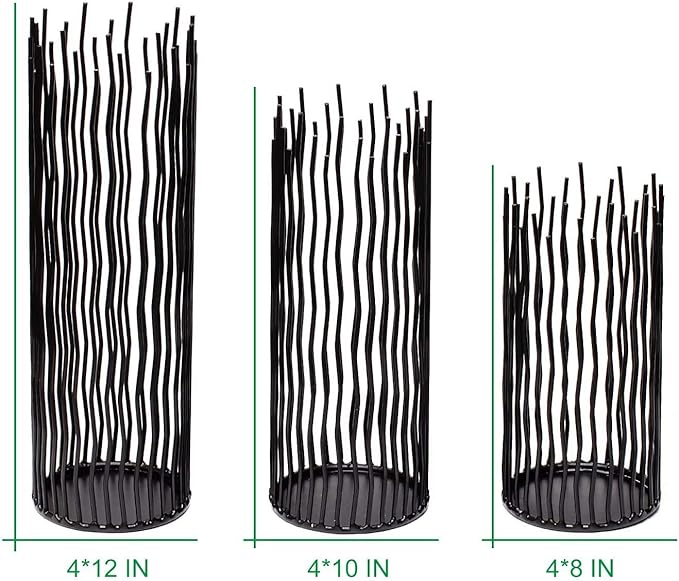 Set of 3 Metal Iron Candle Holder, Black Candlestick Modern Table Centerpiece for Indoor & Outdoor Decor, Dining Room, Home Decoration