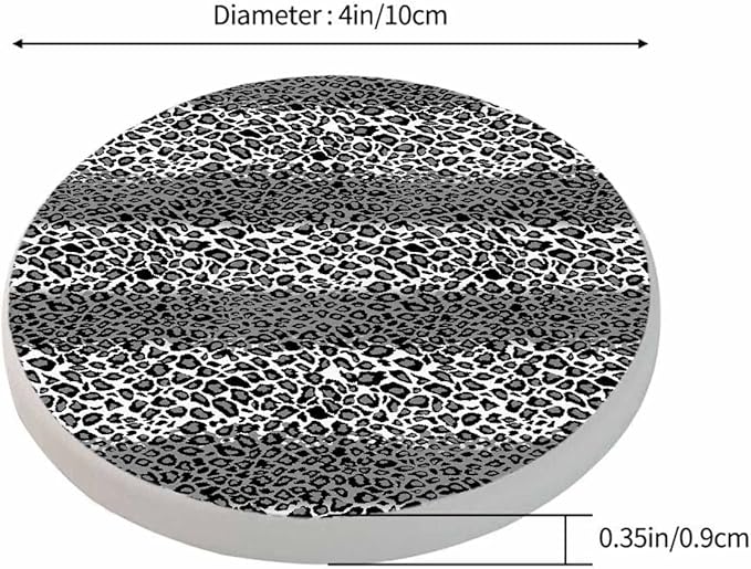 Repeating Leopard Spots Drink Coaster Cheetah Skin Pattern Leo Dots Design Beautiful Home Decor Diatomite Heat-Resistant Diatomite 4 Inch for Cold Drinks Wine Mugs Cups