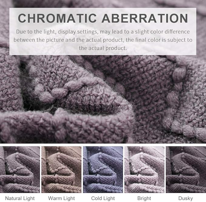 BOURINA Dark Lavender Throw Blanket 50x60 Inches Throw Textured Solid Soft Sofa Couch Decorative Knitted Blanket