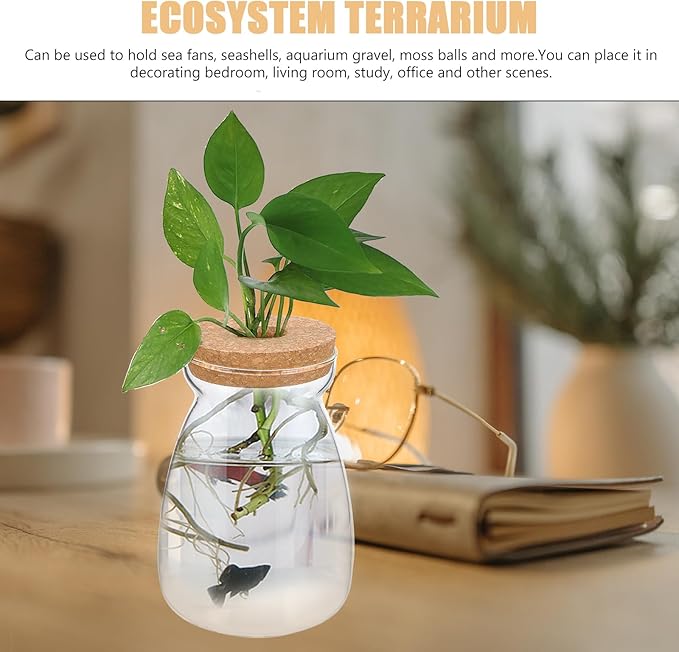 Glass Plant Jar -Plants Propagation Station - Micro Landscape Terrarium Container Desktop Plant Jar Hydroponic Vases Gardening for Plant Lovers(Size L)