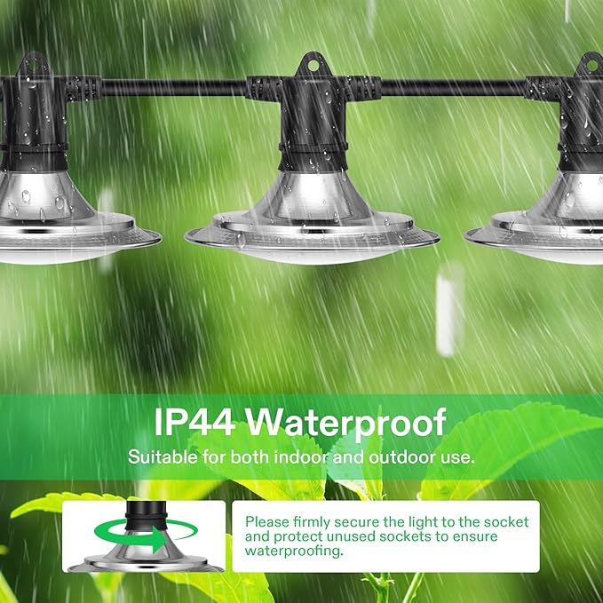 VIVOSUN Outdoor LED Grow Lights, Waterproof String Grow Light, Full Spectrum Plant Growing Lights with 44Ft Adjustable Cord for Seedling, Veg, Flower in Greenhouse, Garden, Backyard, Farm (12-Light)