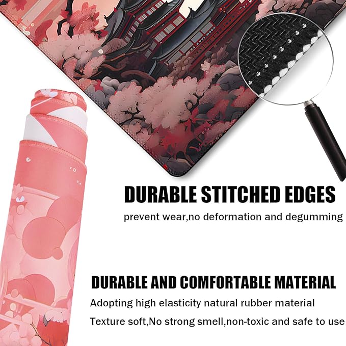 Japanese Large Gaming Mouse Pad with Stitched Edges, 31.5" x 15.7" Large Extended Computer Pad, Mouse Pad Protector with Non-Slip Waterproof Rubber Base for Laptop Office Accessories, Sunset