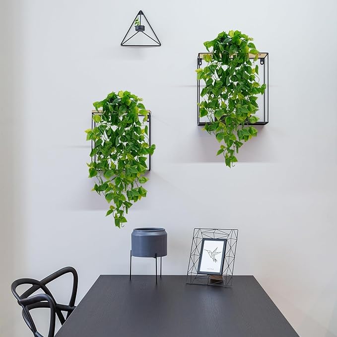 BLEUM CADE Fake Hanging Plants, 8pcs Artificial Hanging Plant, Faux Pothos Vines Hanging Plant Greenery for Wall Home Living Room Indoor Outdoor Decor (No Baskets)