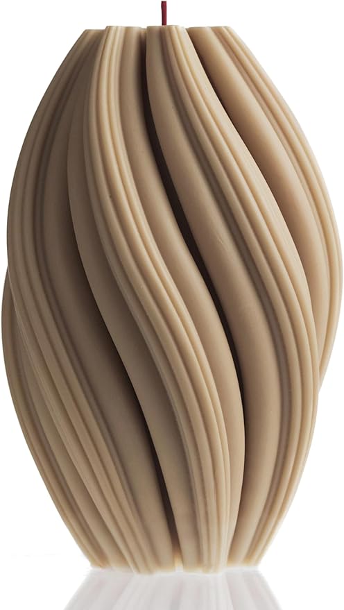 LAWA Swirl Candle - Large Beautiful Handmade Pillar Scented Soy Wax Twirl Elegant Bubble Aesthetic Candle Housewarming Gift Home Room Shelf Decor Idea Spiral Sandstone (Large)