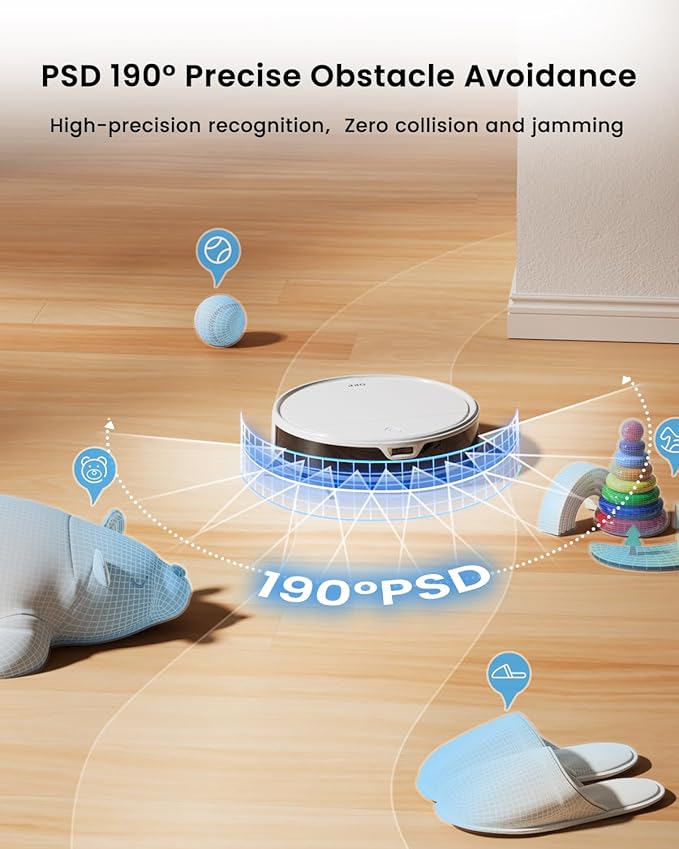 OKP Robot Vacuum and Mop Combo K5 Ultra Small Robotic Cleaner with ToF LiDAR Navigation, 6000pa Suction, WiFi/App/Alexa Control, 170min Runtime, 500ML Dust Box, Ideal for Pet Hair and Home
