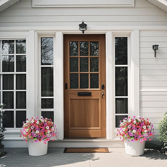 Artificial Flowers Faux Plants Outdoor Fake Flowers Spring Decor,12 Bundles Realistic Plastic Plant Colorful Daisy UV Resistant for Porch Patio Home Yard Garden Window Box Pot Planters