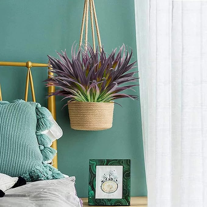 12 Pcs Artificial Outdoor Plants UV Resistant Tall Fake Grass Plants Bushes Faux Tropical Flowers Décor Fall Winter Summer Planters Patio Front Door Porch Plastic Greenery & Shrubs Decoration