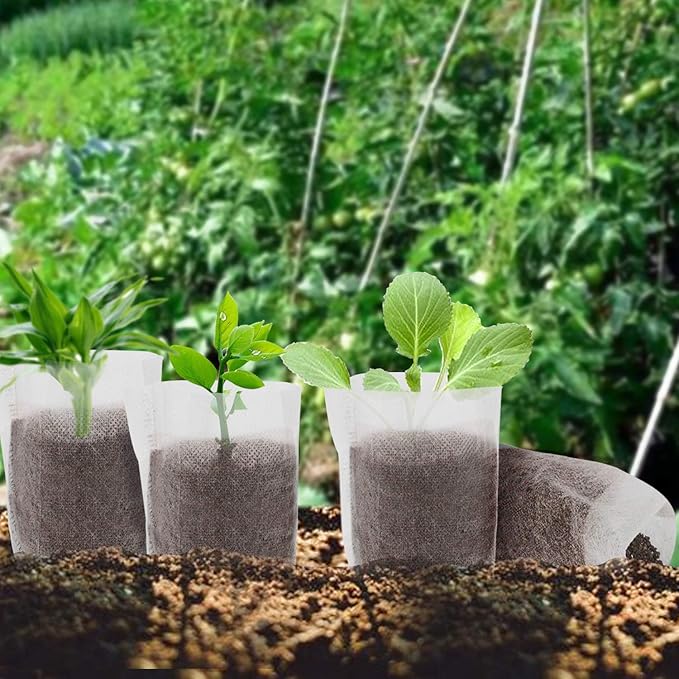 Non-Woven Nursery Bags, 200PCS 5x6 inch Fabric Planter for Plants Tree Seedling, Seed Starting Soil Transplant Pouches, Plant Grow Bags for Cutting Clones Home Garden Supply