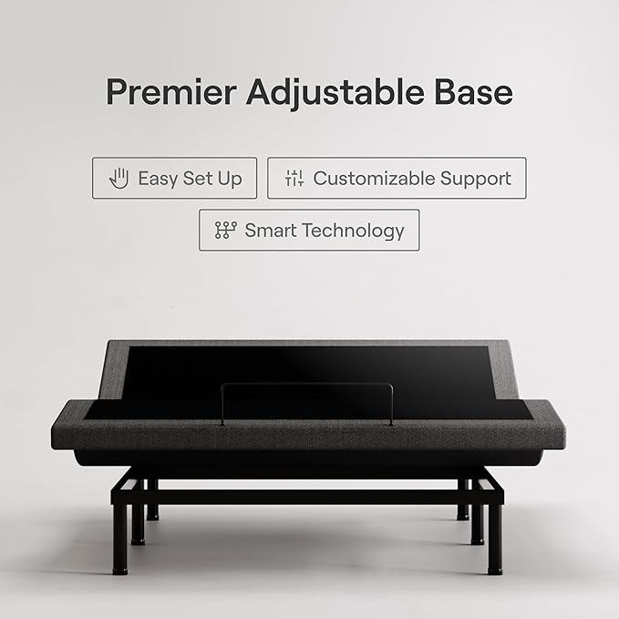 Nectar Premier Queen Adjustable Base & 13” Mattress (New Version) - Head & Foot Incline - Medium Firm Memory Foam - Cooling Upgrade - 3 Massage Settings - 365-Night Mattress Trial & Forever Warranty