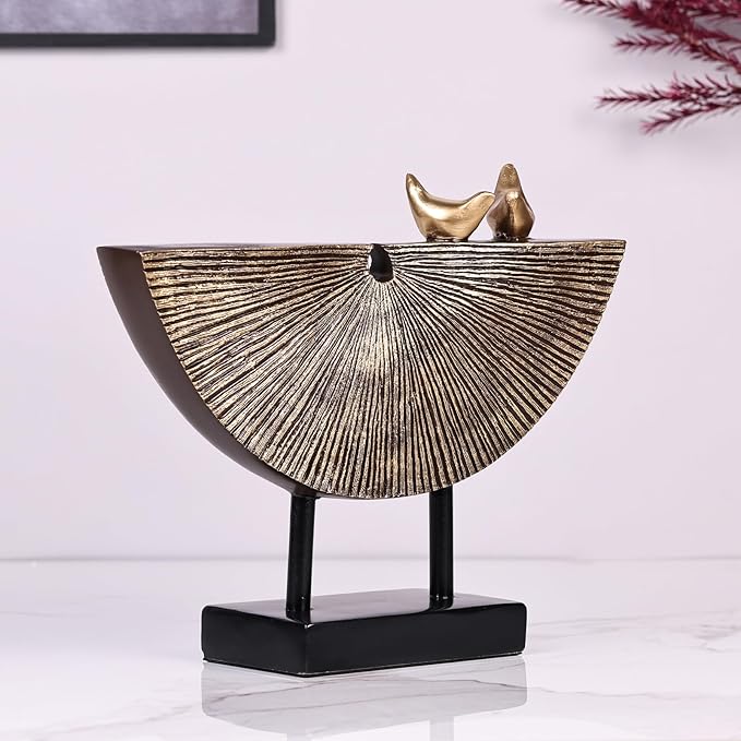 Vintage Gold Home Decor Statue, Unique Round Textured Art Sculpture for Home Interior Accent Decor, Entryway, TV Cabinet, Office Decor, Shelf Decor Aesthetics (Vintage Gold)