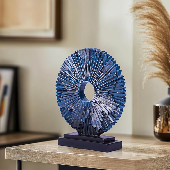 XMGZQ Modern Abstract Art Resin Statue Home Decoration,Navy Blue Gold Home Decor Accents,Ornaments for Living Room Dining Office Cabinet Shelves Table Top Center Pieces,Above Kitchen Cabinet Decor