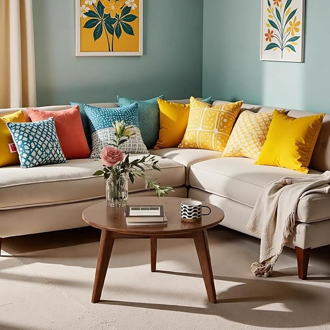 100% Solid Wood Round Coffee Table, Small Coffee Table w/Sturdy Legs, Wood Side Table for Bedroom Balcony Living Room (23.62" D x 13.78" H)