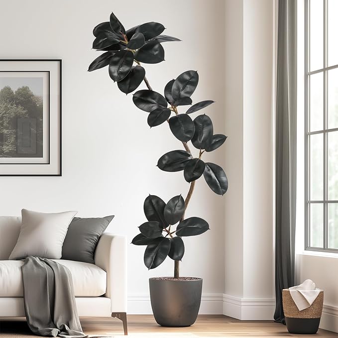 5.2ft Artificial Rubber Tree Faux Plants Indoor Faux Floor Artificial Trees Indoor,Fake Plant Fake Tropical Plants,Large Floor,Real Touch Rubber Tree for Home Decor