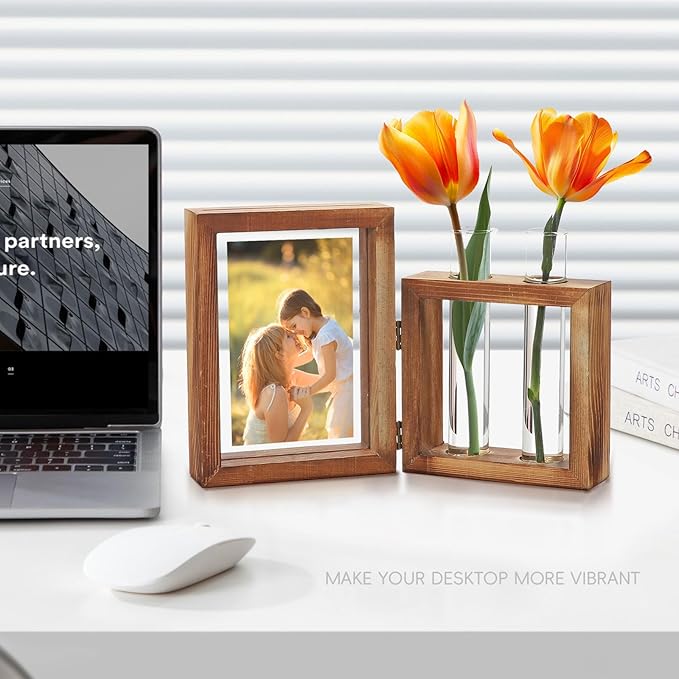 Plant Propagation Stations, Propagation Vases for Plants with Photo Frame and Glass Planters Indoor Plant Stand Hydroponic Propagation Stations Tabletop Home Kitchen Office Decor