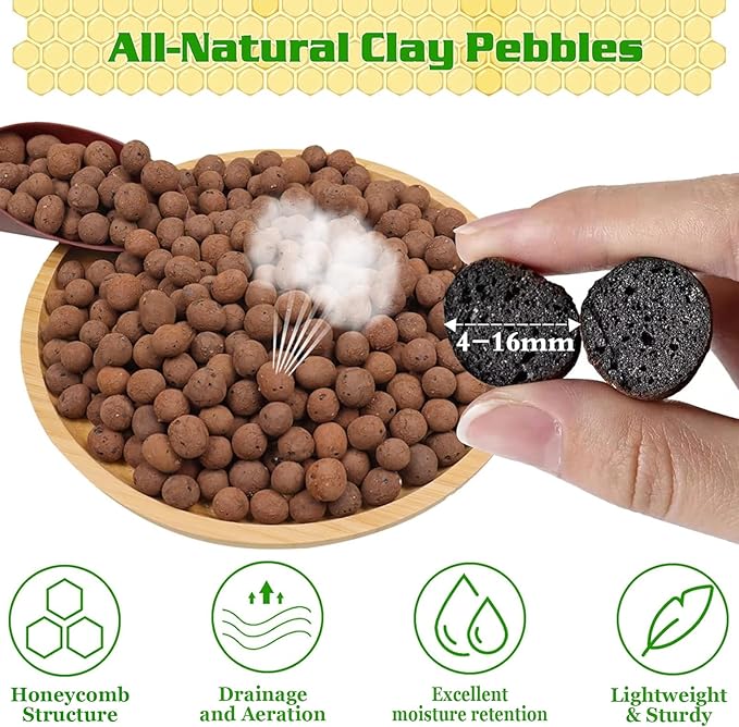 Legigo 4 LB Organic Leca Clay Pebbles for Plants, 4mm-16mm 100% Natural Leca Balls for Indoor Plants, Hydroton Clay Pebbles for Plants Hydroponic Aquaponics Growing Orchid Drainage Terrarium