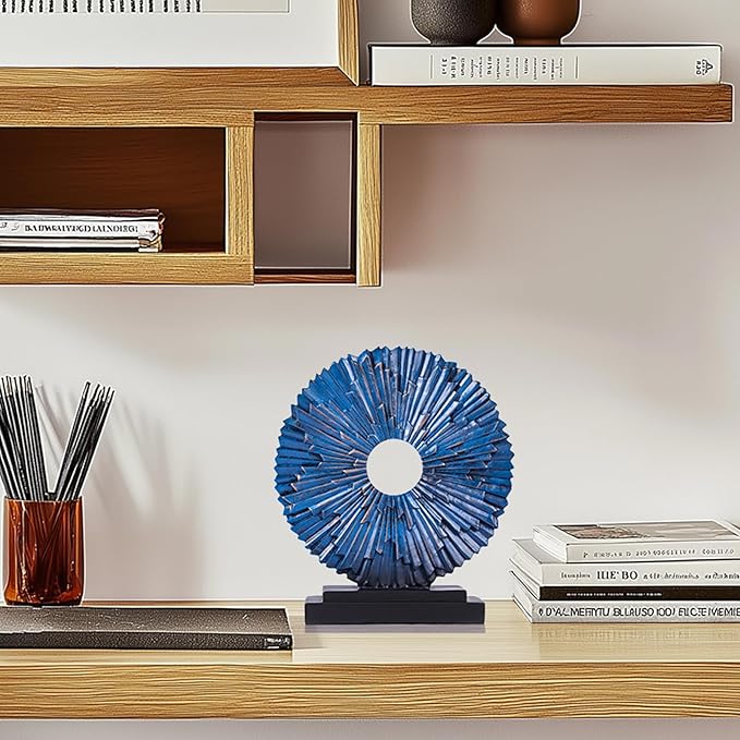 XMGZQ Modern Abstract Art Resin Statue Home Decoration,Navy Blue Gold Home Decor Accents,Ornaments for Living Room Dining Office Cabinet Shelves Table Top Center Pieces,Above Kitchen Cabinet Decor