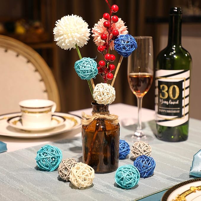 Patelai 36 Pcs Wicker Rattan Balls Decorative Balls for Vase Centerpiece Bowls Orbs Filler for Home Decor,4 Sizes