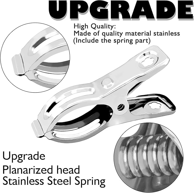 BESTEEL Upgraded 100 PCS Garden Clips, Greenhouse Clamps 100% Stainless Steel Heavy Duty Greenhuose Clips for Netting - Strong Grip to Hold Down Shade Cloth or Plant Cover on Garden Greenhouse Hoops