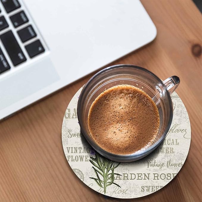 Lavender Flowers Coasters for Drinks 2 Pack Elegant Floral Leaf Plant Purple Bloom Bouquet Luxury Nature Tabletop Protection Kitchen and Coffee Table Décor & Accessories,Set of 2