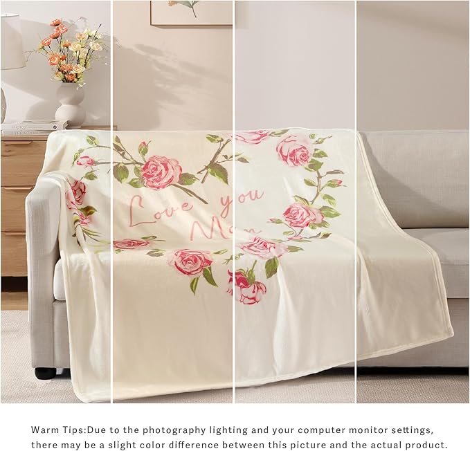 Geniospin Throw Blanket for Mom Birthday Gifts from Daughter Son, Dear Mom Blanket for Christmas, Super Soft Flannel Throw Blanket for Couch Bed Sofa, Warm and Cozy
