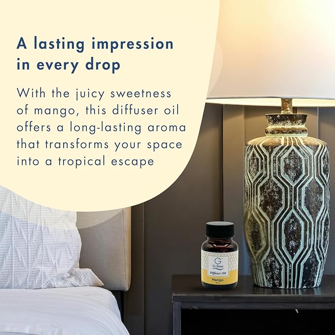 G's Breeze Mango Diffuser Oil Refill - Fruity Essence Aroma for Home or Office - Long-Lasting Tropical Scent of Ripe Mangoes for a Refreshing, Energizing Atmosphere - 60ML
