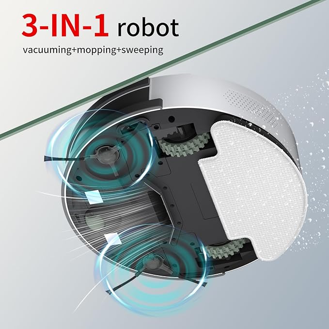 OKP Life Robot Vacuum and Mop Combo with 2500Pa Suction, Vacuum Robot Compatible with Alexa/APP/Wi-Fi, Self-Charging Super Mini Quiet Robotic Vacuum for Carpets and Hard Floors for Pet Owners