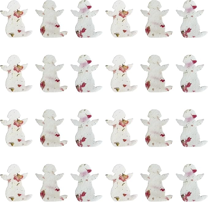24pcs Seed Paper – Pink Plantable Wildflower for Pet Lovers, Pet Owners, Memorials & Other Milestone Celebrations (Pink - Dog)
