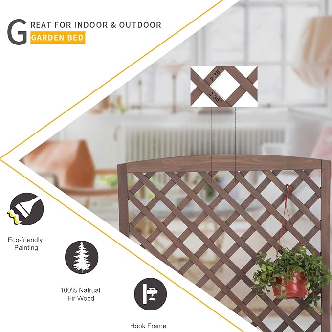 Aivituvin Planter with Trellis Raised Garden Bed Large Garden Box Outdoor for Flower Standing Vertical Lattice Panels for Vine