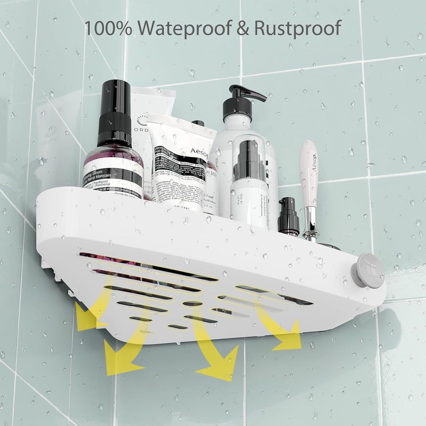 Sotfamily Shower Caddy Corner, Adhesive Corner Shower Shelves for Bathroom Organizers and Storage, Rust Free Plastic Rack for Bathroom Accessories & Decor, 2 Pack + Soap Dish, White